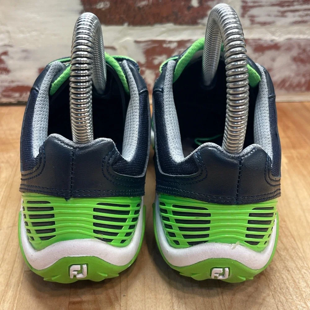 FootJoy Junior 45098 Spiked Golf Shoes Green Navy Blue Kids Size 2 M